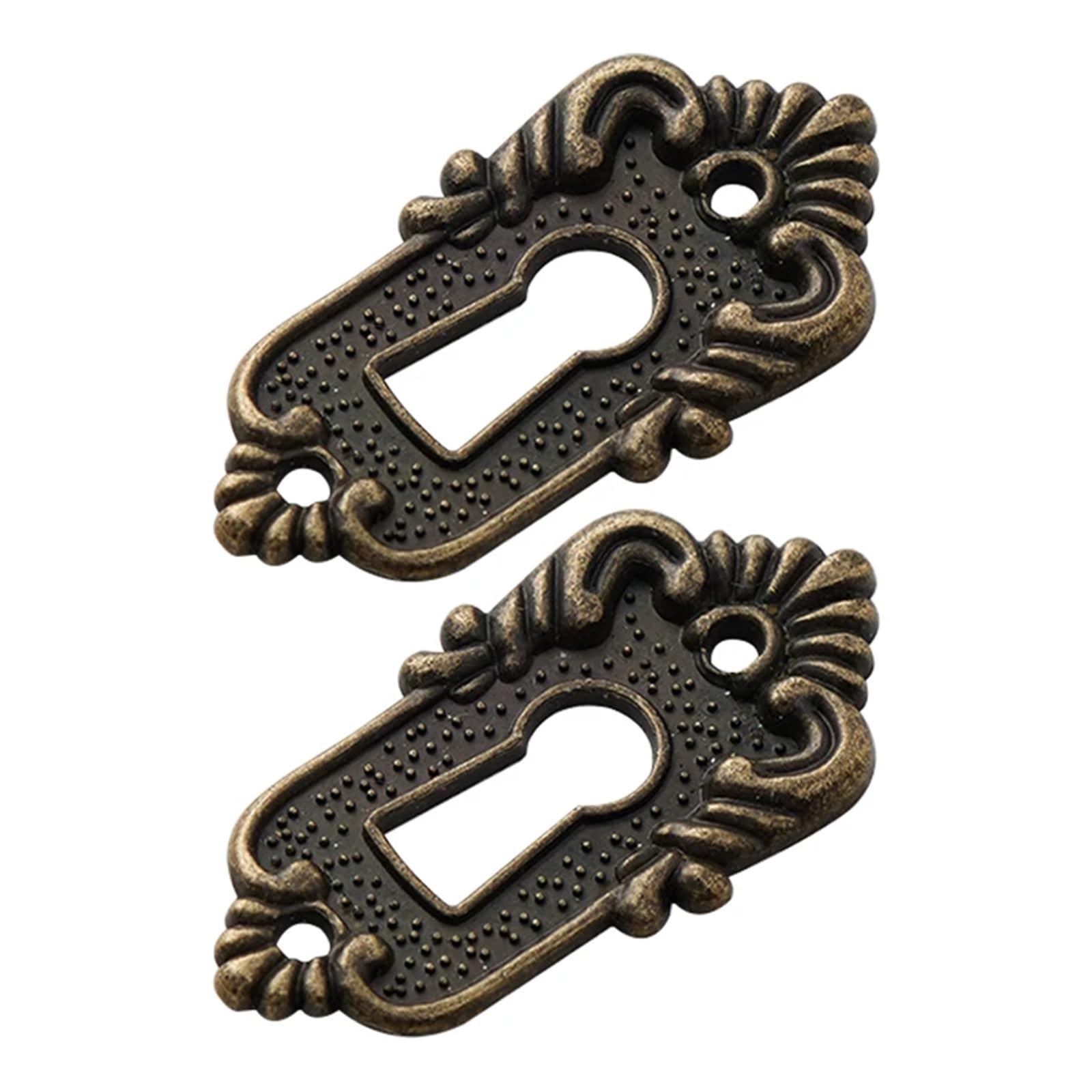 Usohjz Antique Bronze 4Pc Zinc Alloy Vintage Keyhole Cover Drawer Key Escutcheon Corner Stick Classic Decorative Code Lock Plate For Furniture Cabinet(Antique Bronze)