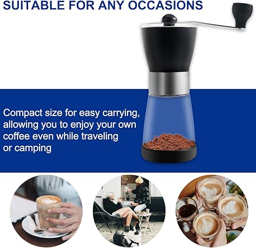 Miniatura 3 de OBR Molinillo de café manual, molinillo de café de mano portátil de mano con rebabas de cerámica y mango de manivela desmontable, adecuado para uso