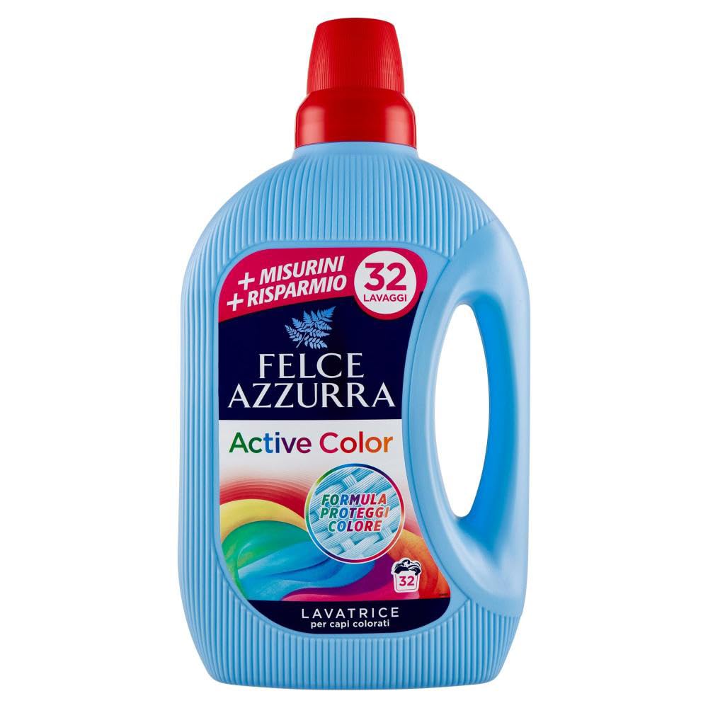Confezione da 8 Felce Azzurra Lavatrice Active Color, detersivo liquido per lavatrice, efficace a freddo, per bucato colorato, 32 lavaggi 1595ml