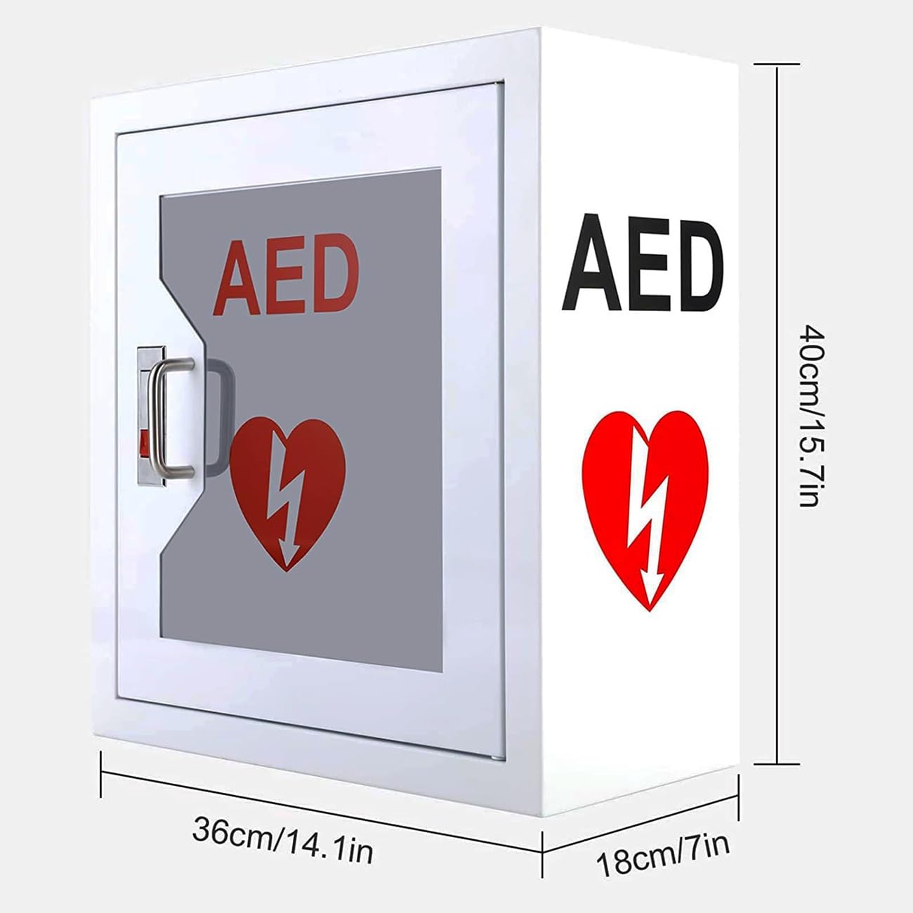 Defibrillator-Schrank, Wandmontage, Industrie-Stil, wetterfest, Erste-Hilfe-Schrank für Büro, Pflegeheim, Bus