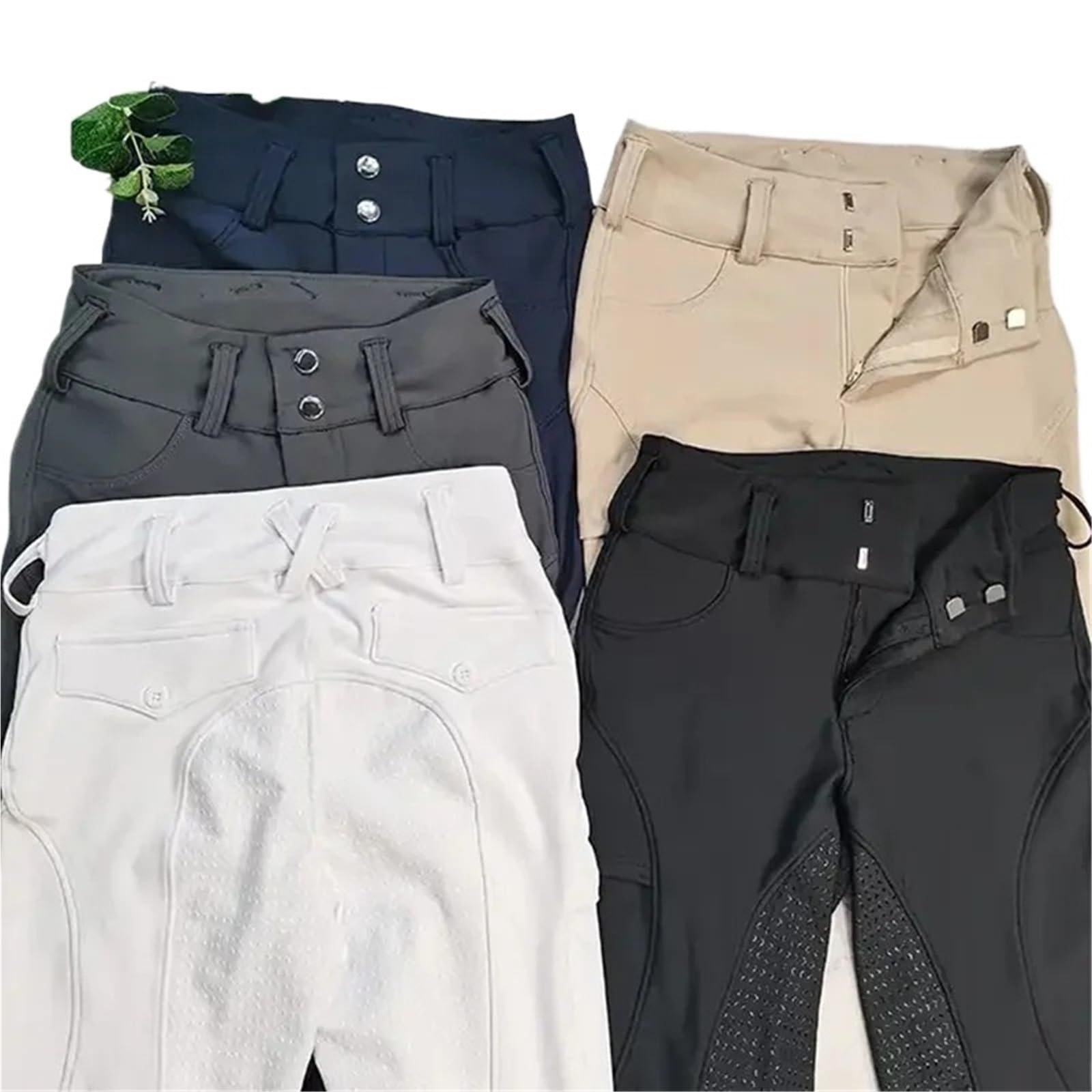 Pantalones Montar a Caballo Mujer Pantalones de equitación con Cremallera y Botones for Mujer, Mallas ecuestres, Deportivas competición(Black,L)