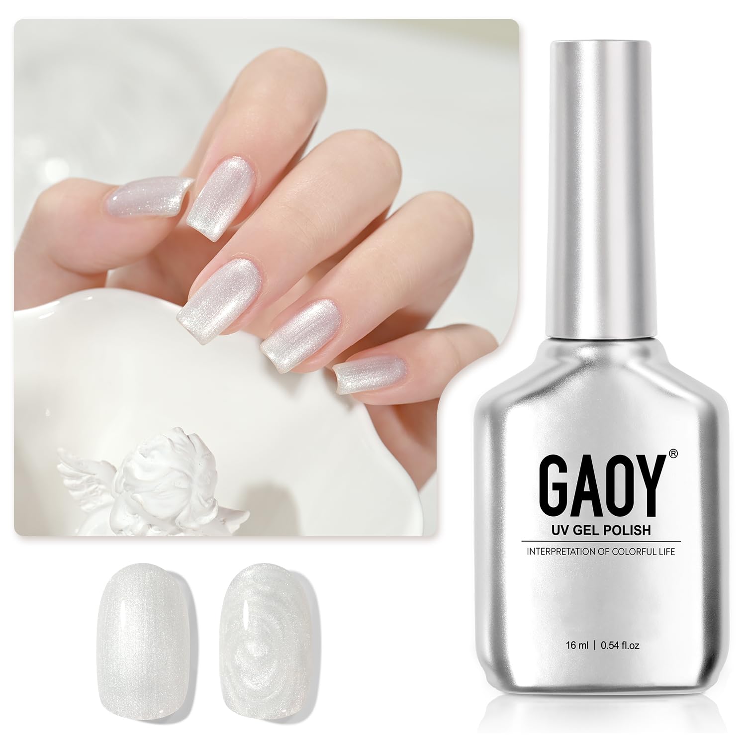 GAOY Pearl Gel Nail Polish 16ml Shimmer Mermaid Gel Polish Soak Off UV Light Cure for Nail Art