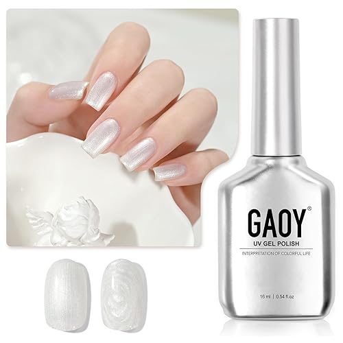 GAOY Esmalte de uñas de gel perlado, 0.6 onzas líquidas, sirena brillante, gel UV para arte de uñas, bricolaje en casa, color blanco