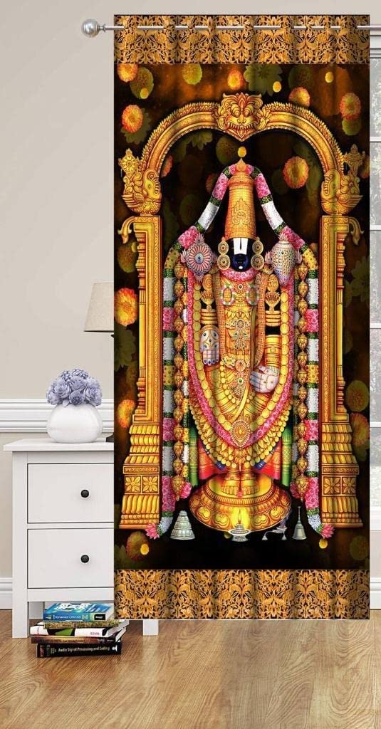 Pooja Room Curtain Drapes Balaji 1 Piece, 9Ft Long Door Curtains God Printed for Mandir/Temple, 3D Digital Bhagwan Panels for Home Decoration (4x9 Feet)-image-22