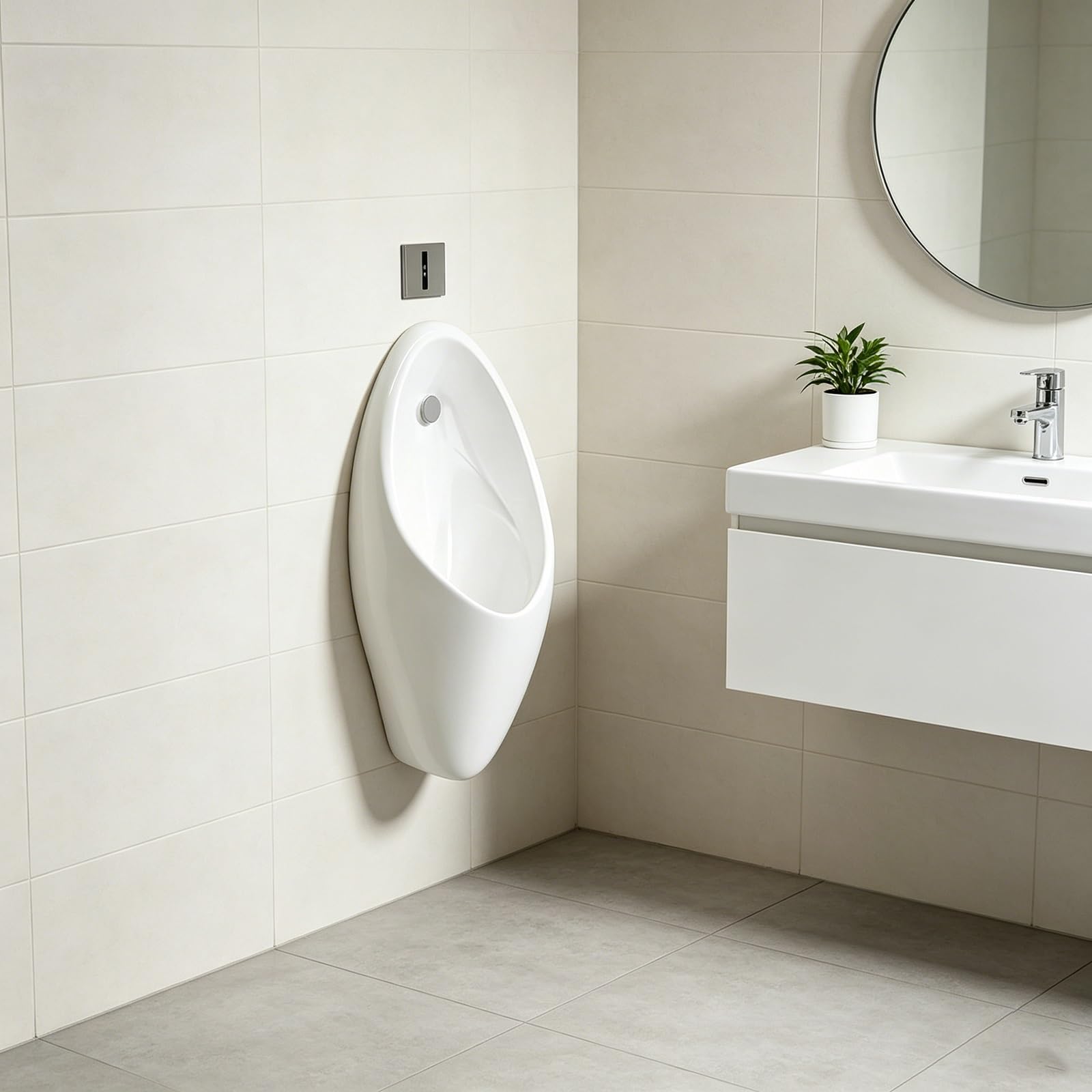 Eiwitany Wall Mounted Ceramic Men's Urinal, Odor Resistant Automatic Sensor Urinal for Hotel, Bar, Indoor and Outdoor Use (Sensor)