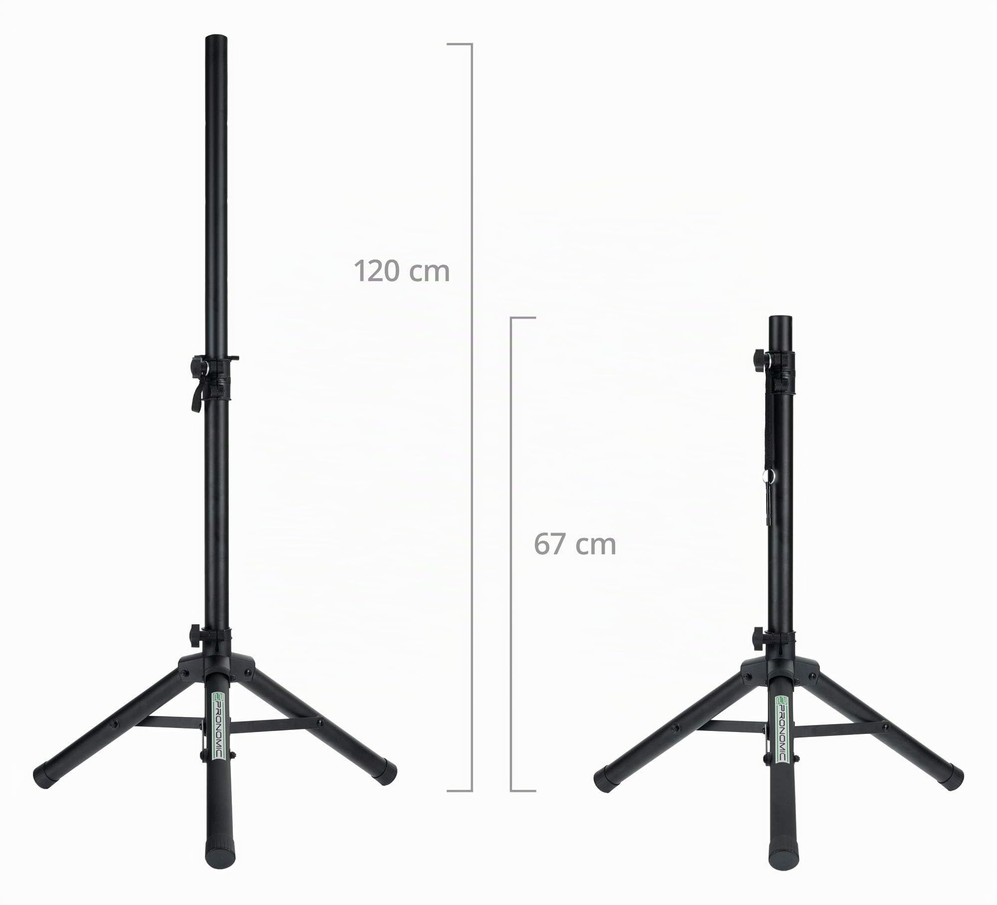 Pronomic SPS-5S Pieds d'enceinte en Acier Lot de 2 - Pieds d'enceinte Bas en Acier - Idéal pour Line arrays, Monitors et amplis acoustiques - Hauteur de 67 à 120 cm - Seulement 1,8 kg léger - Noir
