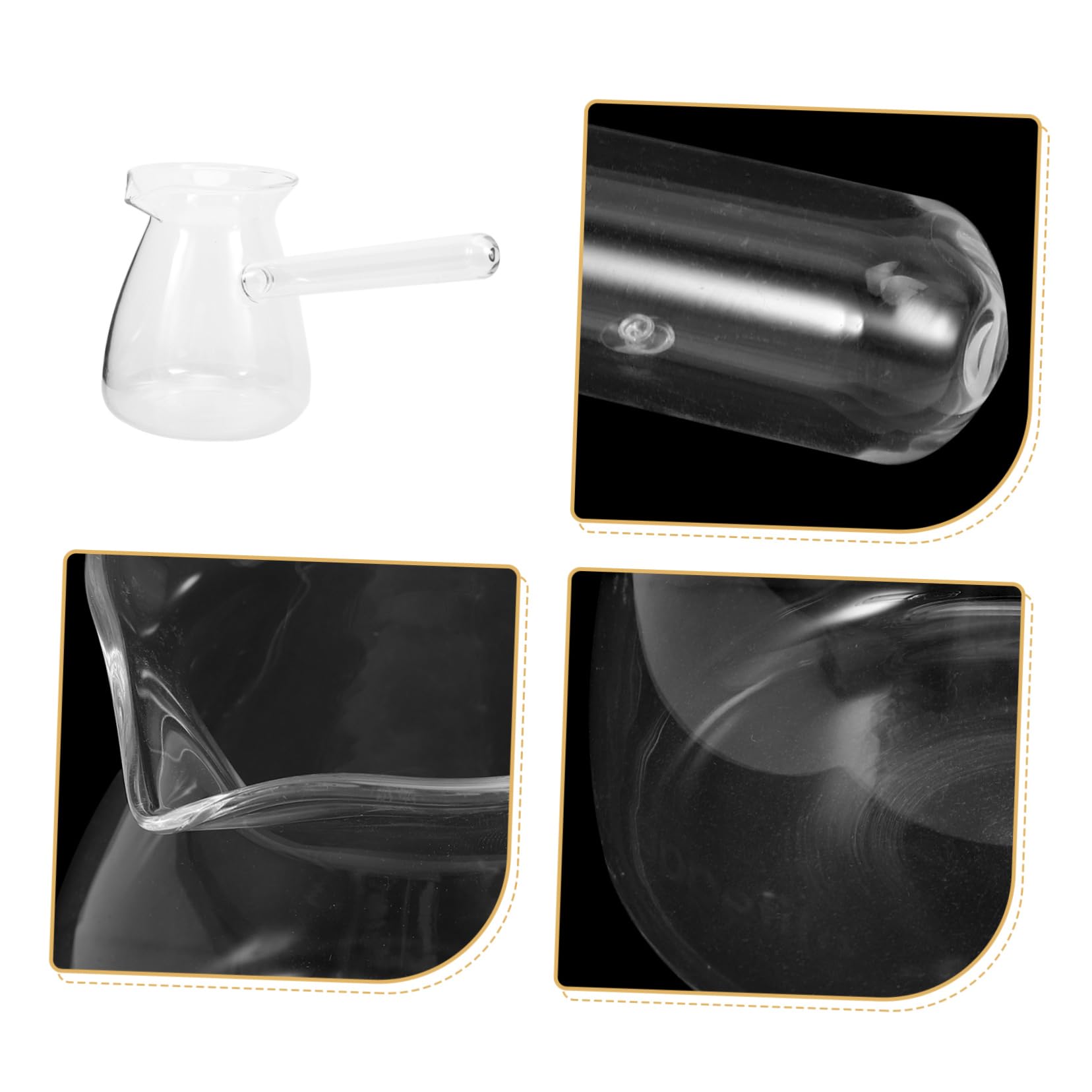 BIUDECO Transparent Glass Coffee Pot Coffee Milk Pitcher Instant Stovetop Tea Maker Cezve Coffee Pot Coffee Measuring Cup Water Boiler Coffee Creamer Dispenser Yellow Coffee Pot Kettle Pan