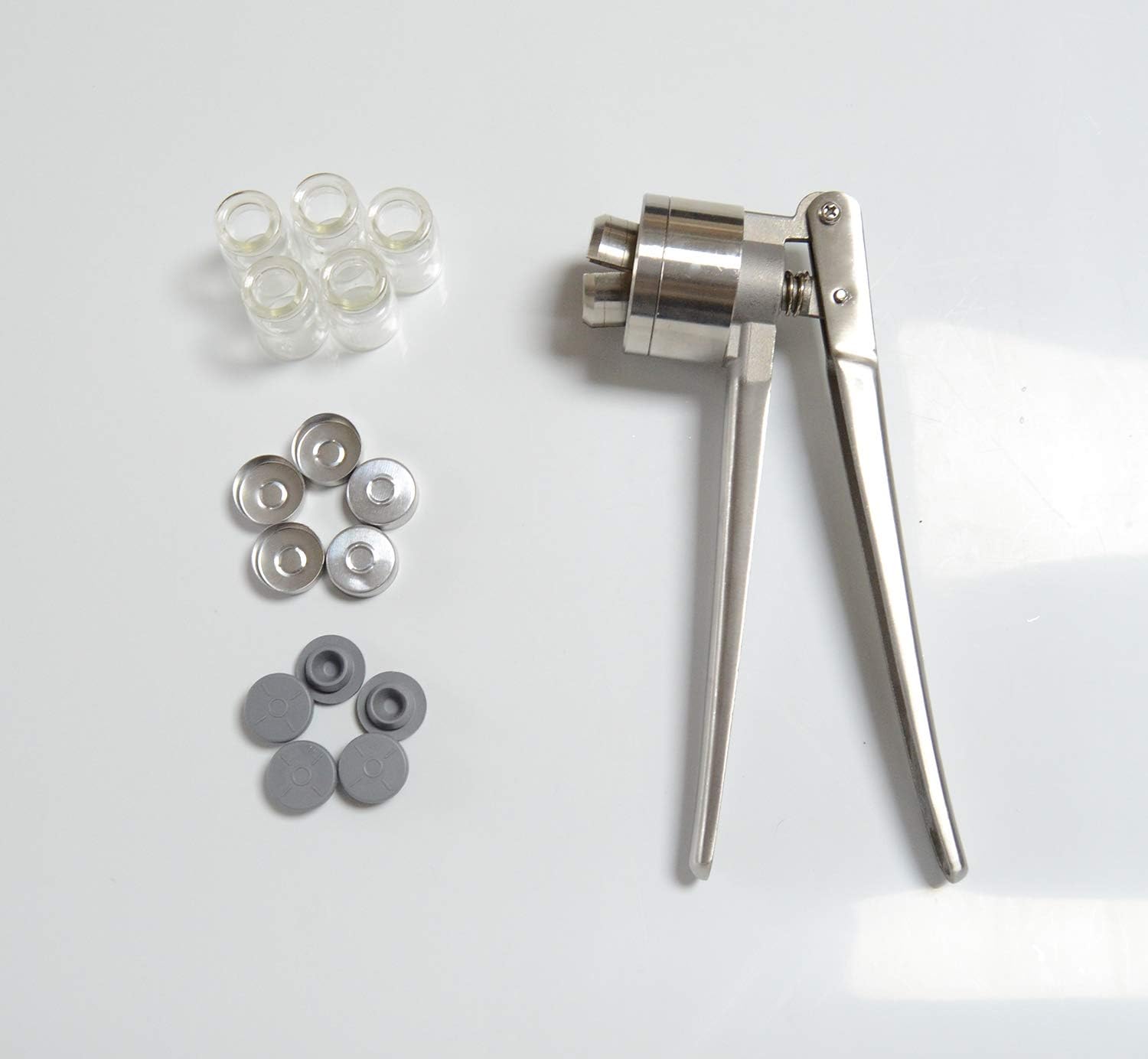 DM-20 Manual Crimper Sealing Jaw Capping Machine Cap Bottle Sealing Machine for Xilin Bottle CapperCrimper for Crimping 20mm Aluminum +5 Vials&Stopper&Caps