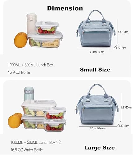 Miniatura 9 de AONUOWE Bolsa de almuerzo Kawaii con alfileres kawaii, bonita bolsa de almuerzo estética para mujeres y niñas, bolsa grande aislada, suministros