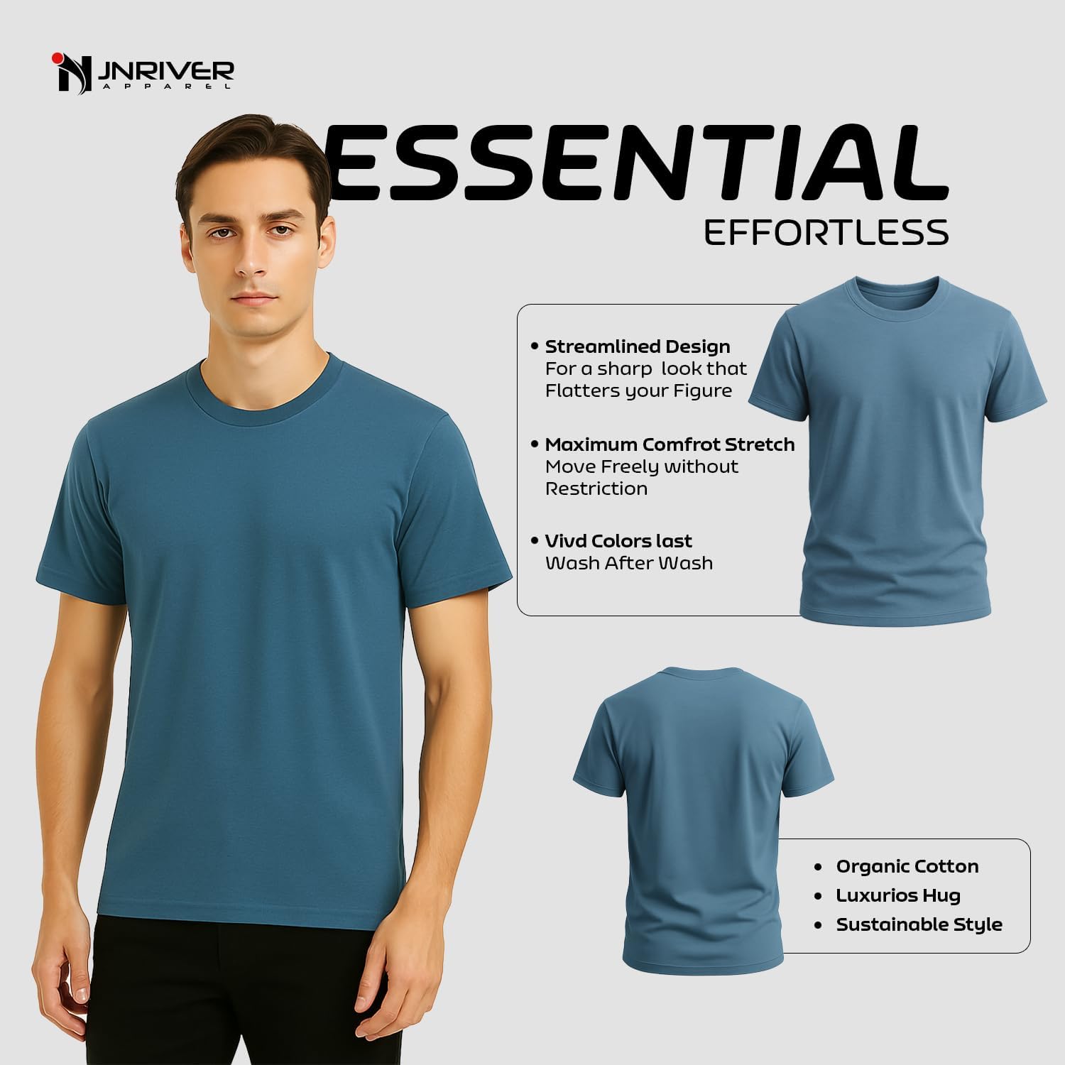 Adult Heavy Cotton T-Shirt Breathable Crewneck Soft and Comfortable T-Shirts for Men - Image 3