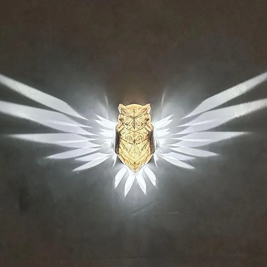 Sorandy 3D Animal LED Wall Night Lamp, Carving Owl Wall Light Bald Eagle Light Battery Operated for Bedroom, Living Room, Stairway, Hallway, Kitchen