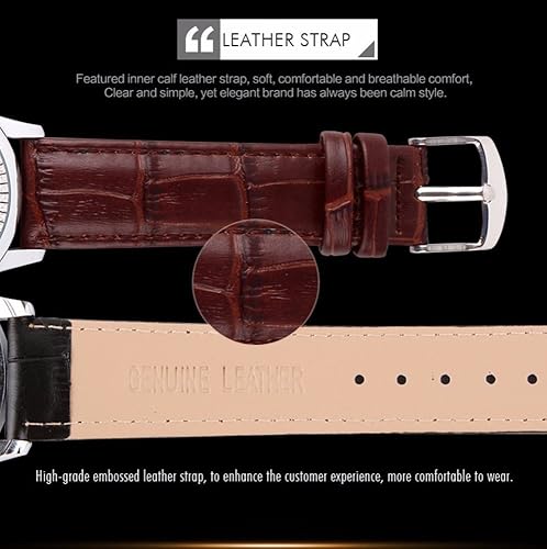 Miniatura 2 de Reloj de cuarzo para hombre, número romano, casual, a la moda, analógico, calendario clásico, ventana de fecha, impermeable, resistente al agua,