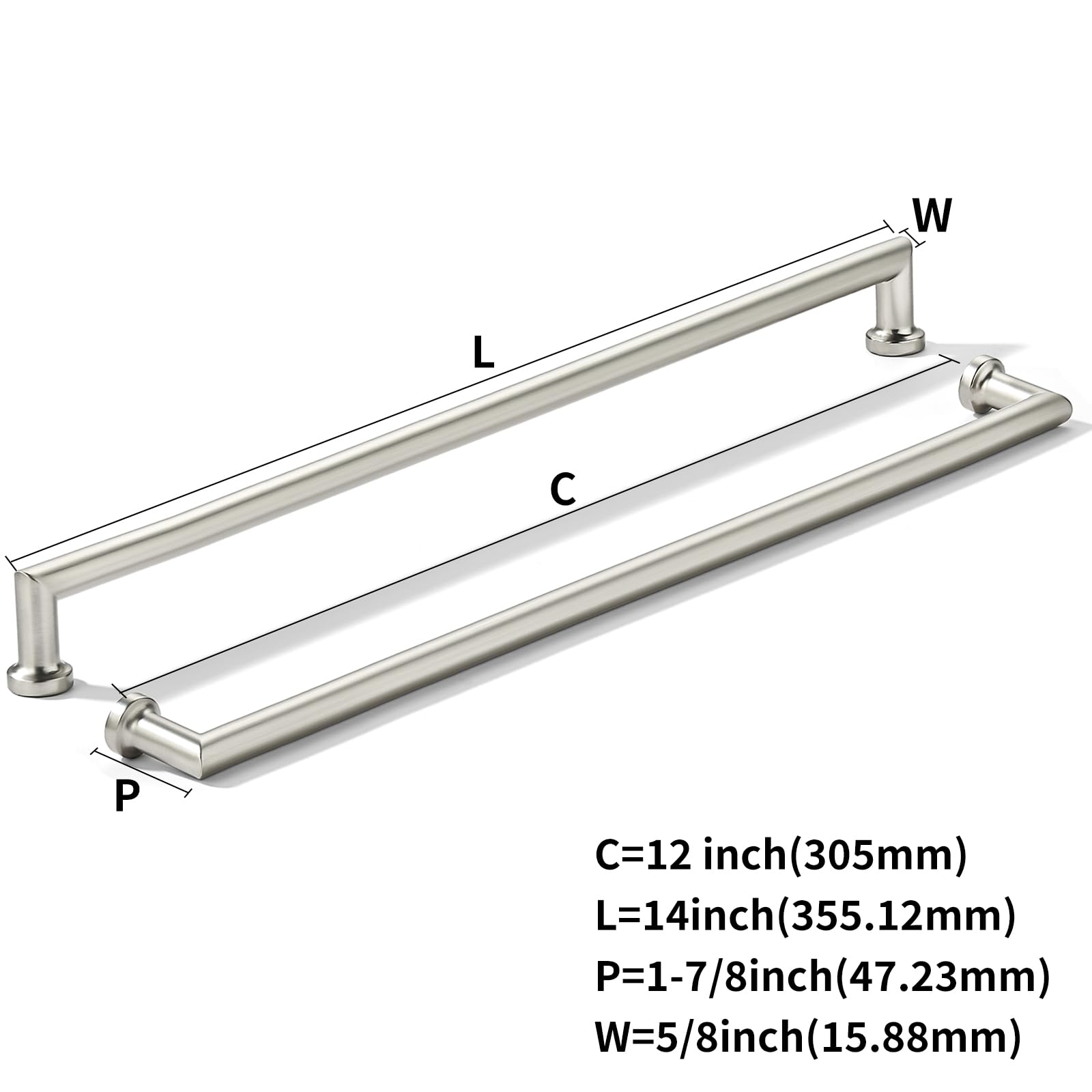 KHTUMEWARE-80348 Brushed Nickel Appliance Pulls CTC 12 in (305 mm) in Brushed Nickel — KHTUMEWARE