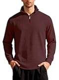 Men's Fall Casual Shirt Fashion Comfy Zipper Collar Long Sleeve Sweatshirt Solid Color Loose Quilted Pullover Tops