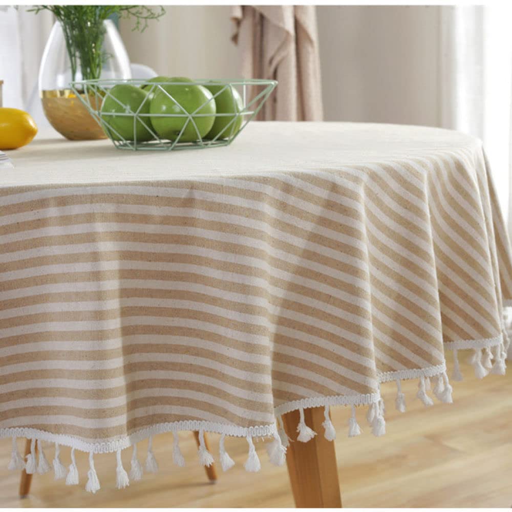 Nappe ronde rouge anti-poussière en lin pour protéger une petite table