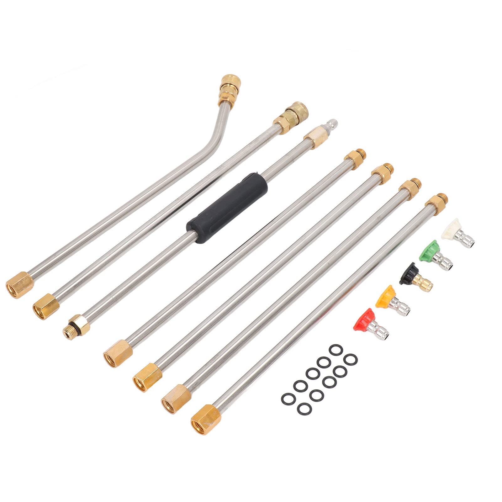 Yosoo Health Gear Zestaw Przedłużaczy do Myjki Wysokociśnieniowej, Trwałe, Odporne na rdzę Narzędzie do Czyszczenia z 6 Prętami i 5 Końcówkami Dysz Rynien, Podjazdów i Samochodów