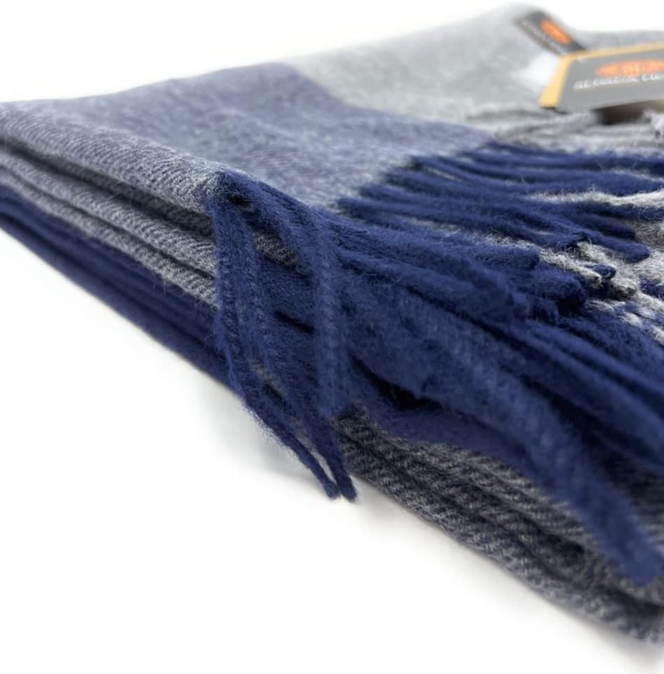 | Cheeky Checks Alpaca Throw Blanket | 100% Baby Alpaca Wool | 6.6 Feet Long X 4.25 Feet Wide | Hypoallergenic, Soft & Cozy (Midnight Oasis)