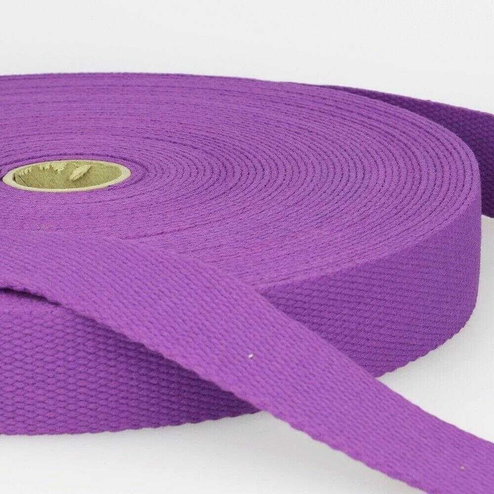 25mm Cotton Webbing 2mm Strap 231D, 089 Purple, 2 Metres