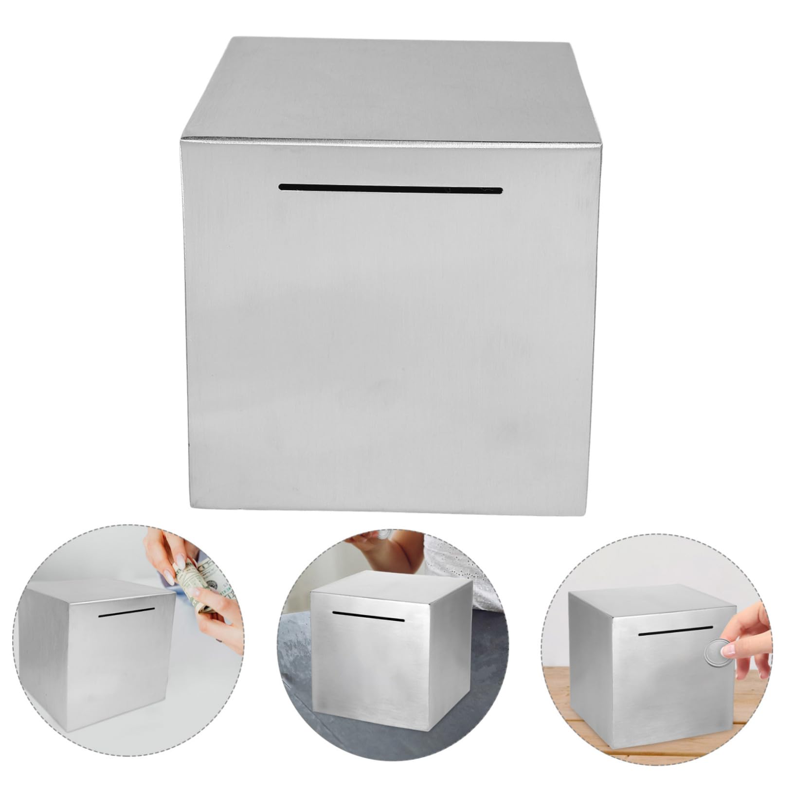 Amazon.co.jp: HAPINARY ステンレス貯金箱 お金の壺 Atm貯金箱 貯金