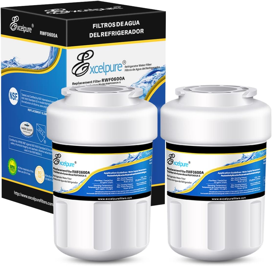 - EXCELPURE RWF0600A Replacement for PC75009, HDX FMG-1, GSE25GSHECSS, 197D6321P006, RWF1060, WSG-1, WFC1201, WS613B-A, Kenmore 46-9996, CF8, WF287, Compatible with MWF Refrigerator Water Filter, 2PACK