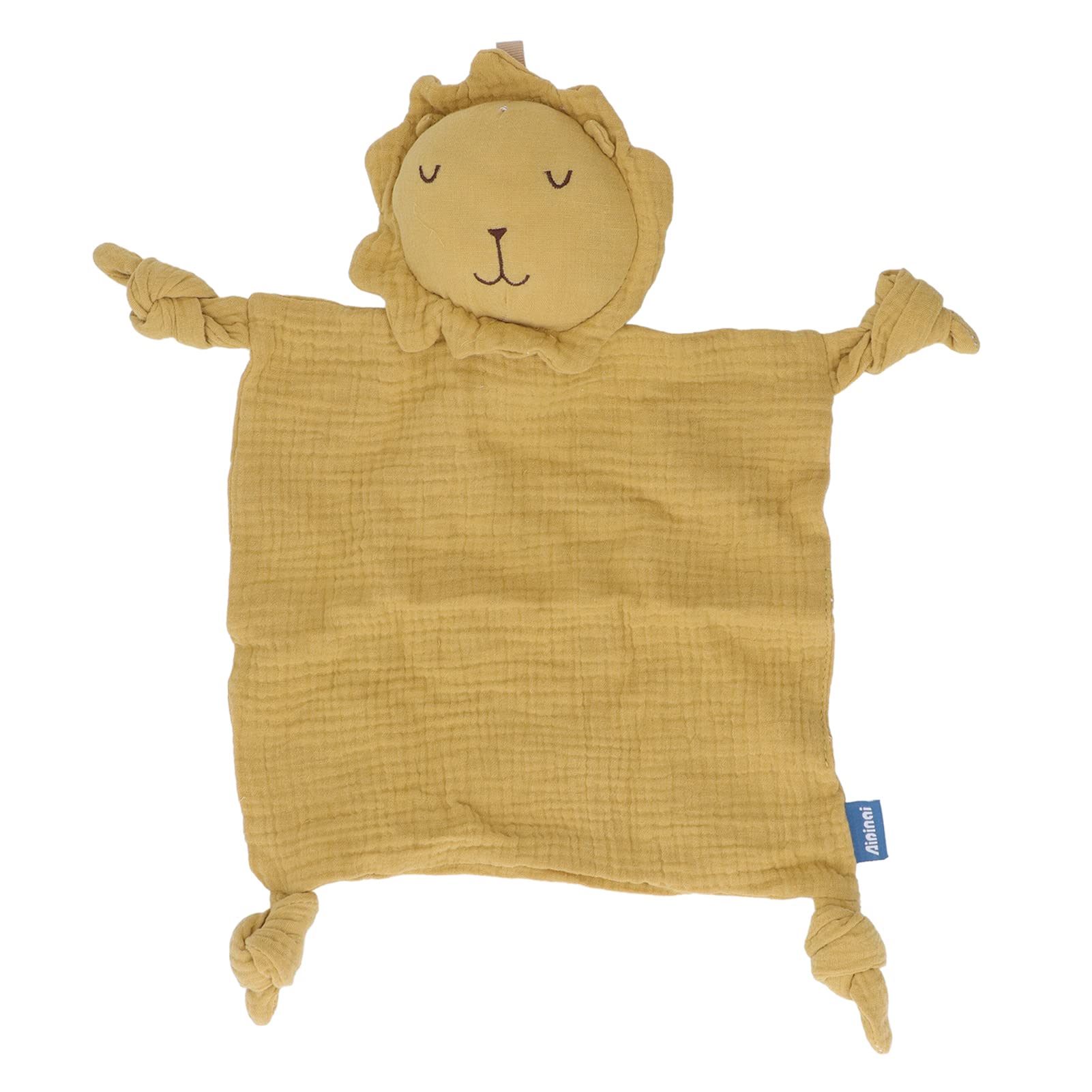 Wangcmcol Baby Soothing Security Blanket with Bell, Bite Knots for Teething, Soft Cotton Knit, Machine Washable for Infant Comfort (Yellow)