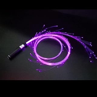 MaiBuL Látigo de Fibra óptica del LED, apoyos Negros de la Danza de la luz de la Cuerda de Destello de la manija LED para espectáculos Fiesta Festival de música (Color : Purple)