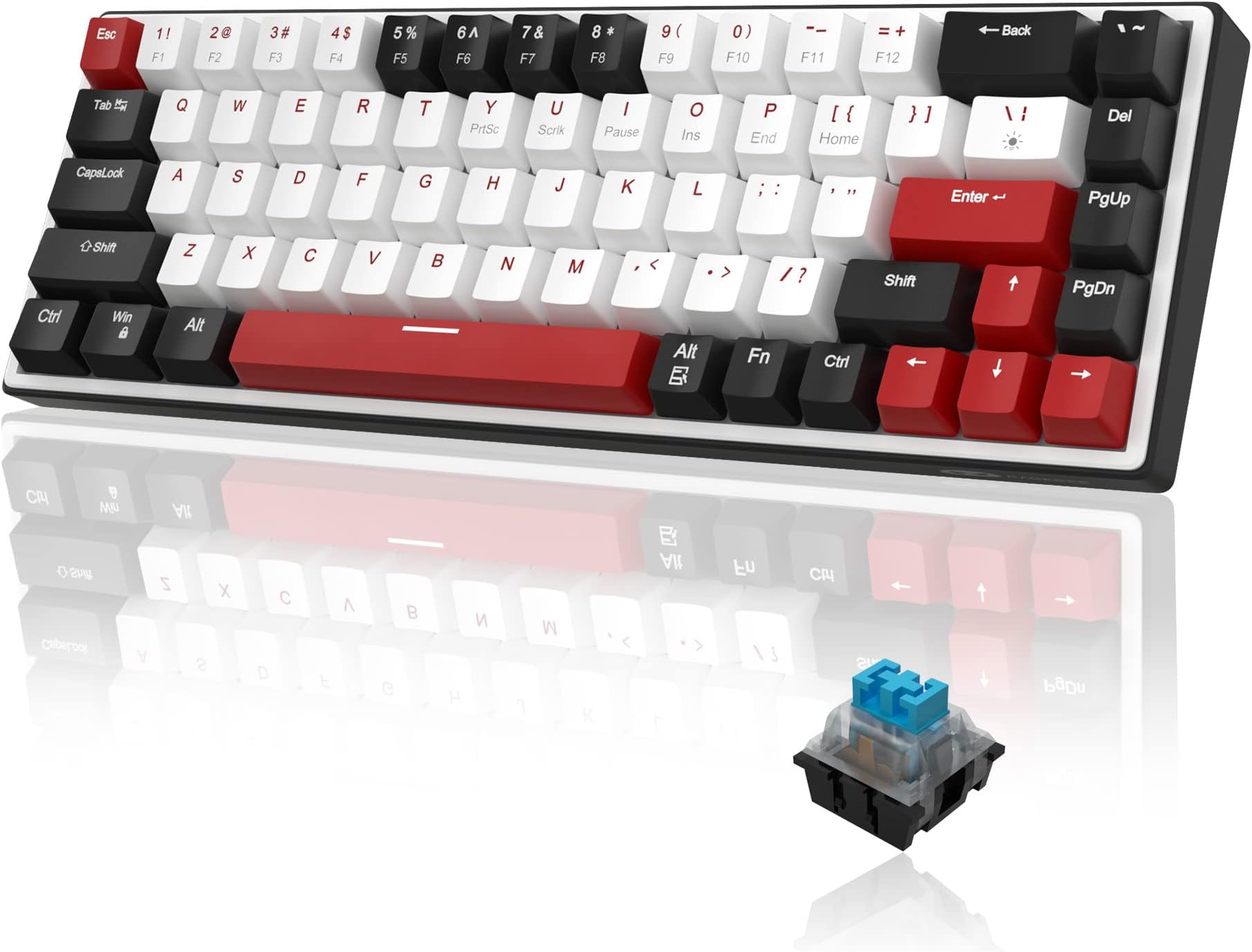 MageGee 60% Mechanical Gaming Keyboard,Hot-Swappable Compact Blue LED Backlit Gaming Keyboard, Sky Wired Ergonomic Mini Office Keyboard for Windows PC Gamer (Blue Switch, Black & White)
