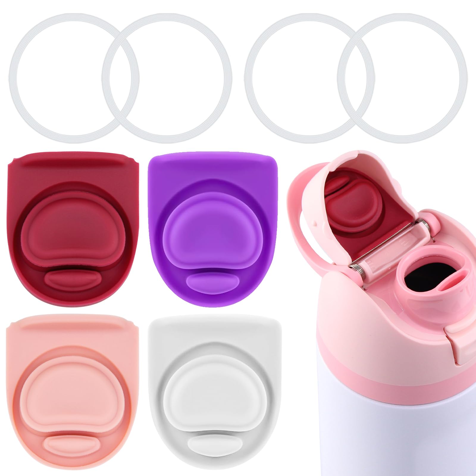 BMSQOFD 4 Sets Replacement Stopper and O Ring Gasket Compatible with Owala FreeSip 24oz 32oz,Water Bottle Lid Insert Cap Rubber Seal Parts for Owala 16/19/24/32/40oz Mouthpiece Accessories SA-L4 — image 1