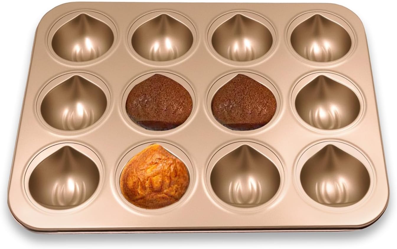 Chestnut Shaped Cake Baking Tray Baking Modle Household Oven Bakeware DIY Bakeware Tools(12 Hole)