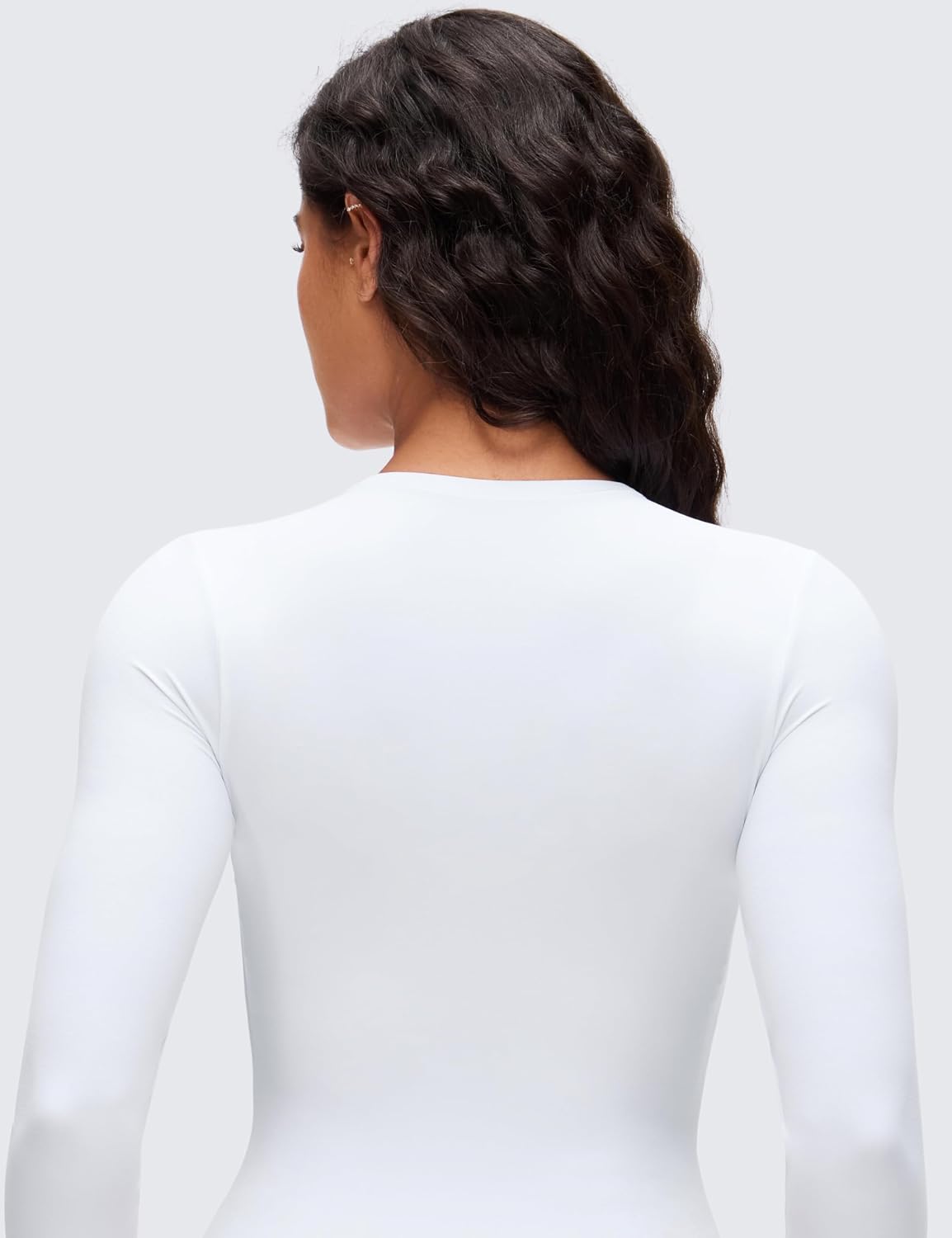 CRZ YOGA Softembrace Long Sleeve Bodysuits for Women - Crewneck Basic Casual Travel Thong Body Suits Fitted Tops