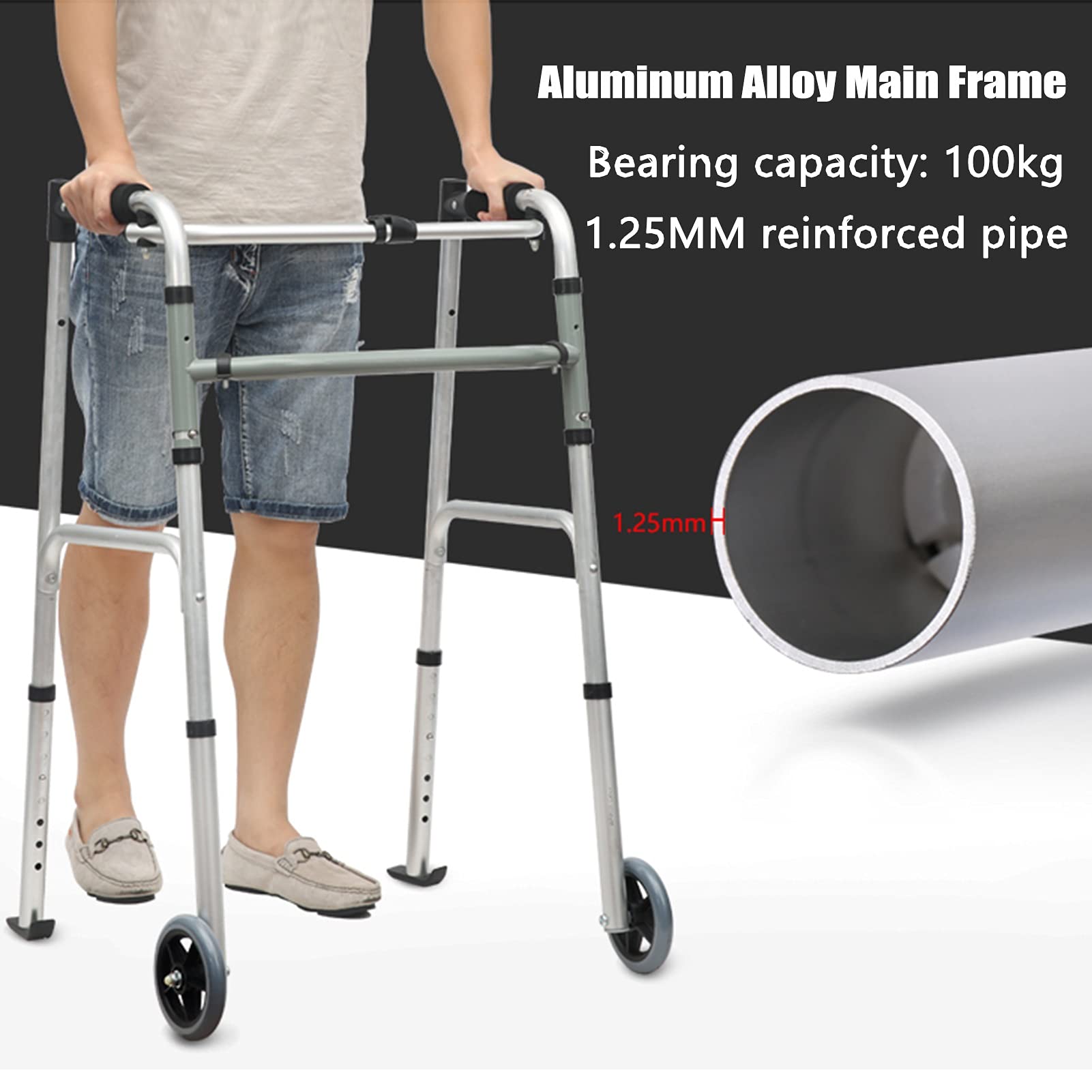 HMTE Gehhilfe-Armstütze für ältere Wanderer, Trolley, Faltbarer, langlebiger Gehstock für behinderte Rollgeher für alte Männer, 2 Stile (Color : A)