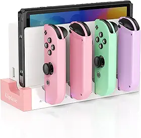 Base de carregamento para Joy-con compatível com Nintendo Switch e OLED, estação base do carregador para Nintendo Switch com indicador, suporte de carregamento para 4 alças Joycon