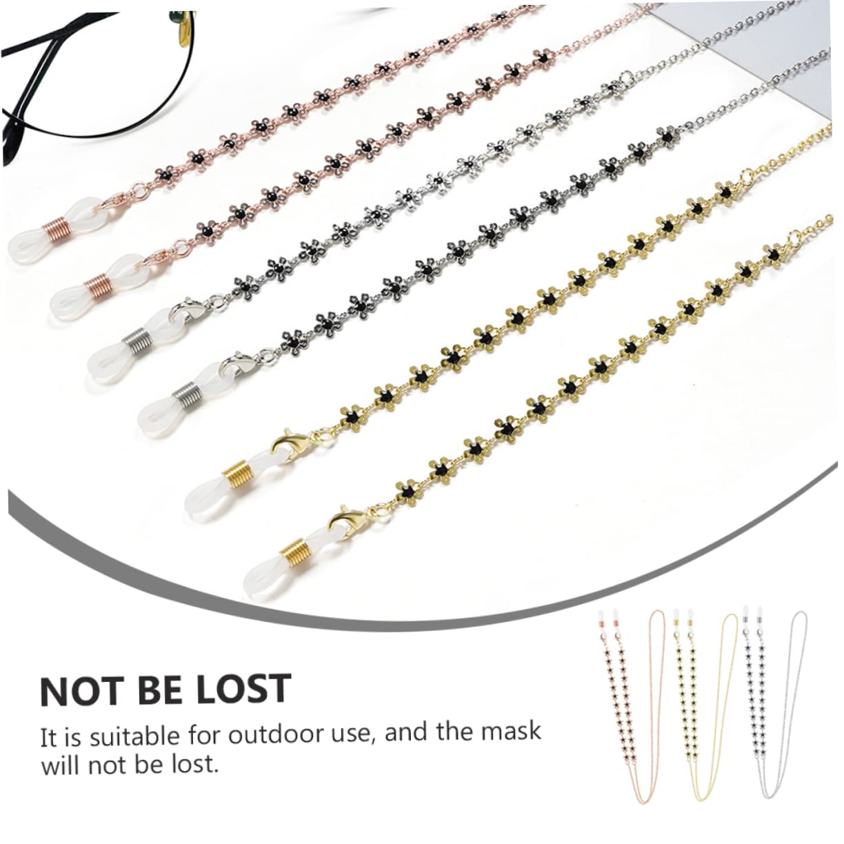 BESPORTBLE Elektroplattenkette Brillenkette Gläser Nacken Gold Zubehör Blume Brillenband Ketten Für Brillen Kette Für Brille Kupfer