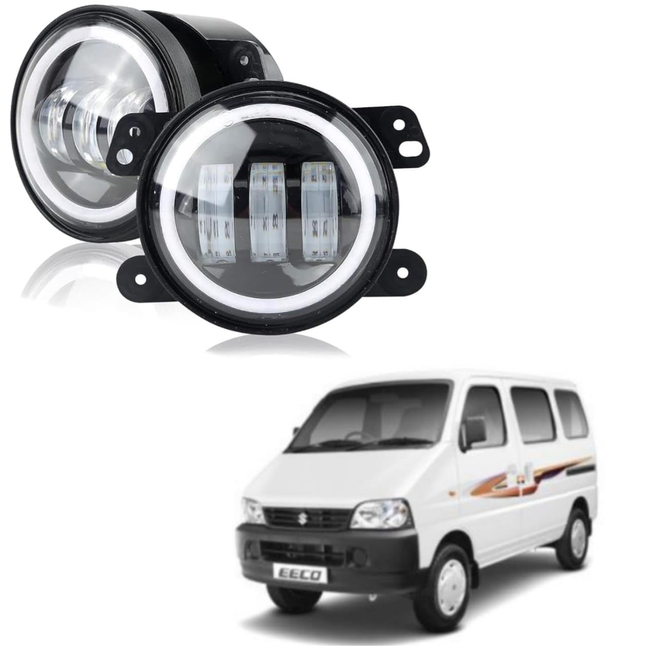 4 inch White Amber Ring DRL Fog Light Round White Light LED Fog Light Assembly Fog Lamp Compatible With Eeco Only - 1 set-image-19