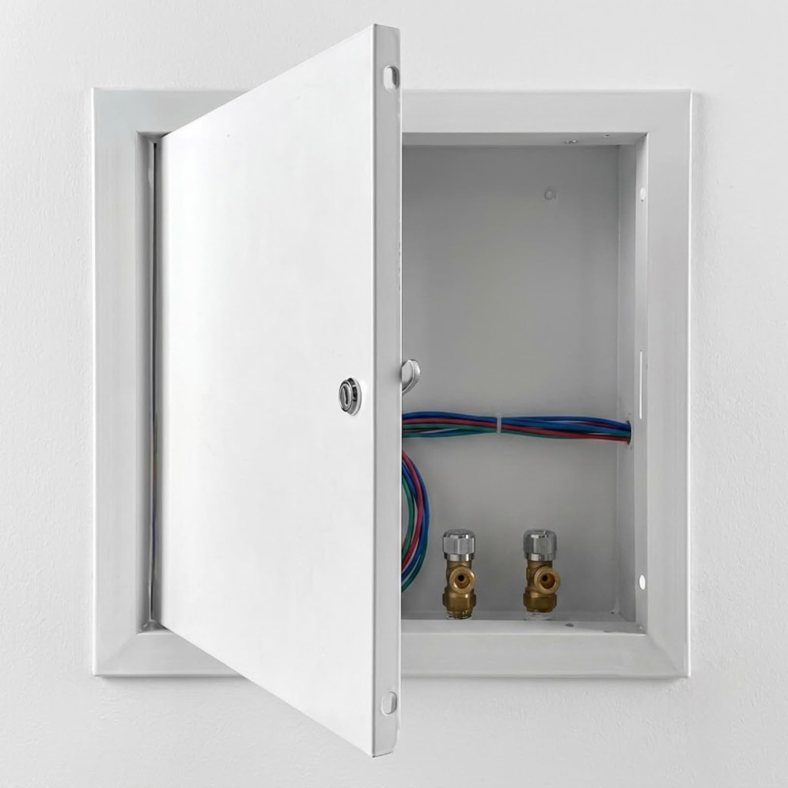 40x40cm Aluminium Access Panel with Key Lock, White Metal Inspection Hatch Access Panel for Wall & Ceiling, Conceals Pipes, Flush Fit(White,75x70cm)