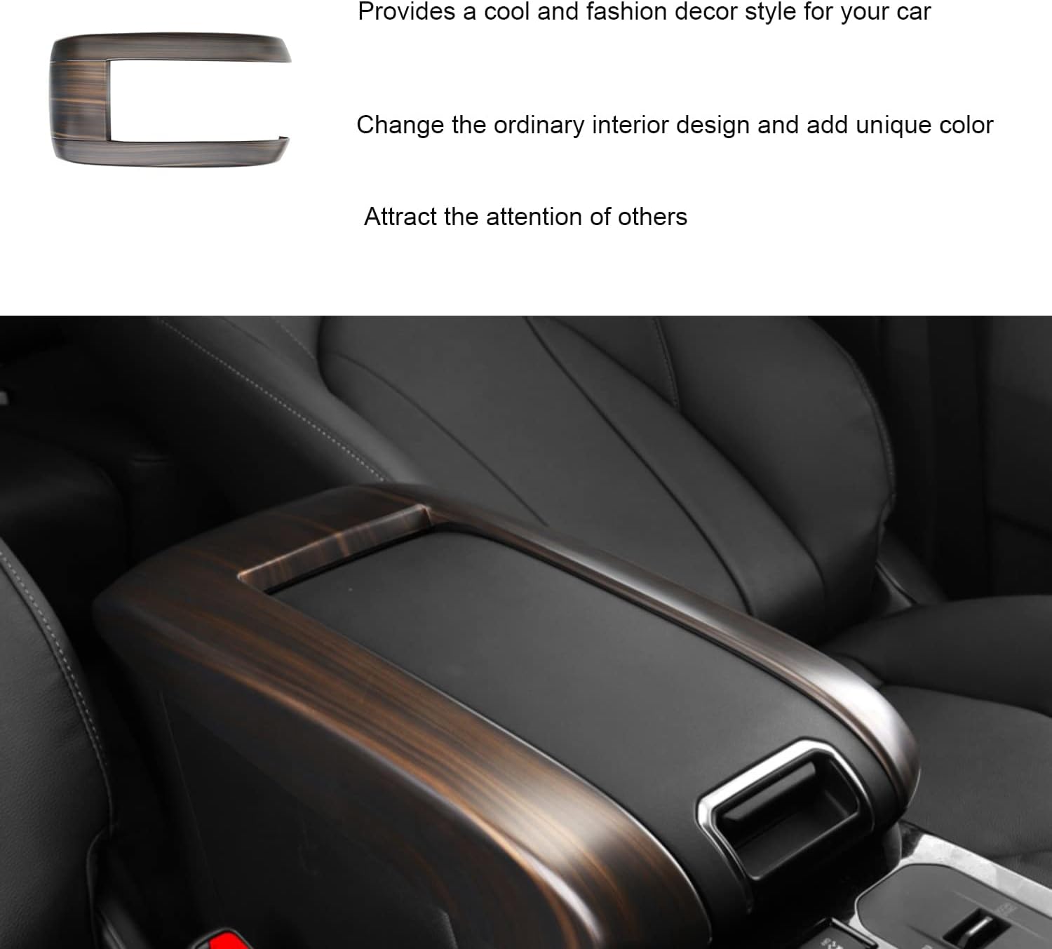 Car Accessories Armrest Storage Box Cover Trim Fit for Toyota Highlander 2020 2021 2022 Car Interior Accessories Center Console Cover ABS Wood Grain