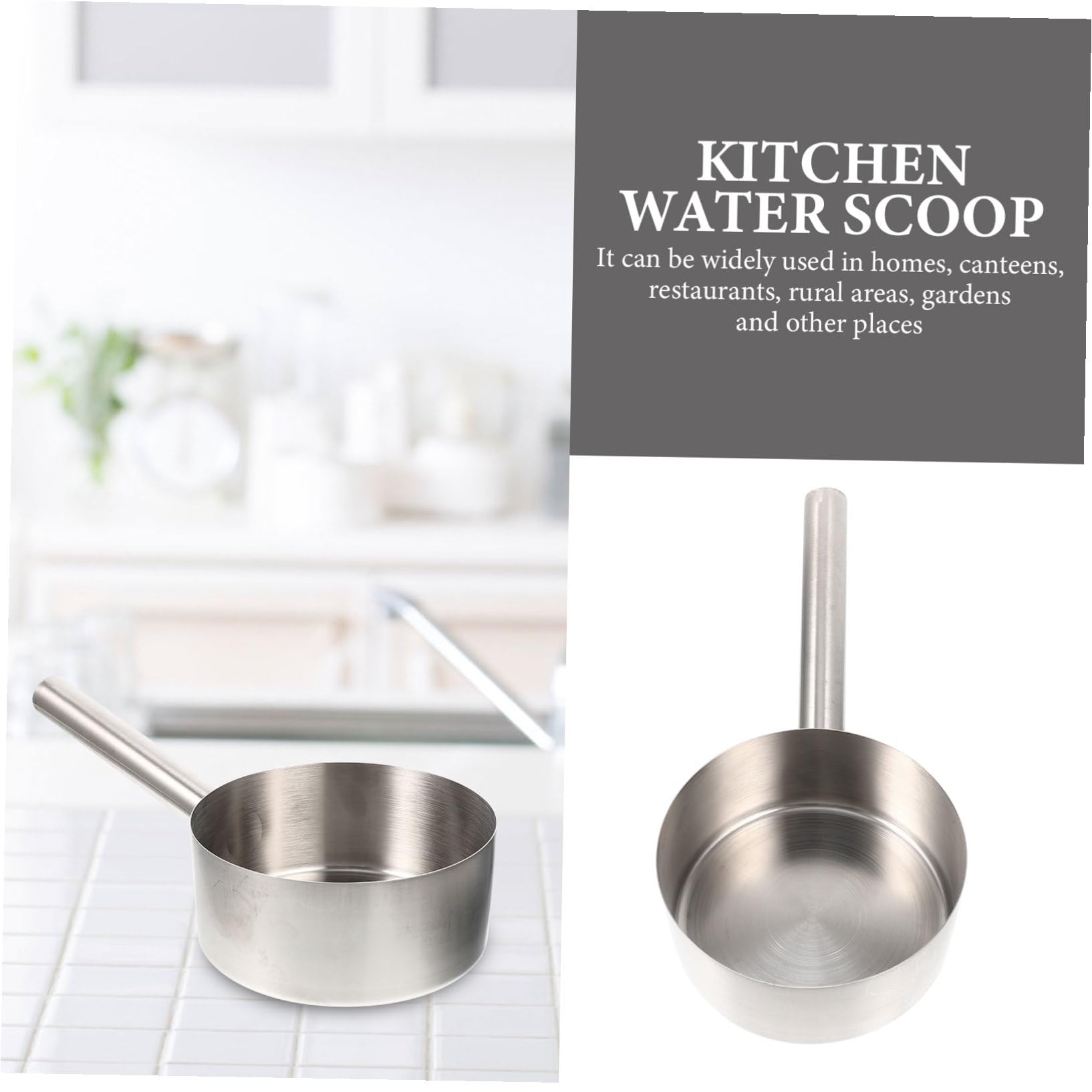 Cucharón Color Plata Diseño Ergonómico y Mango Cómodo de Acero Inoxidable de Agua para Uso Doméstico Restaurantes