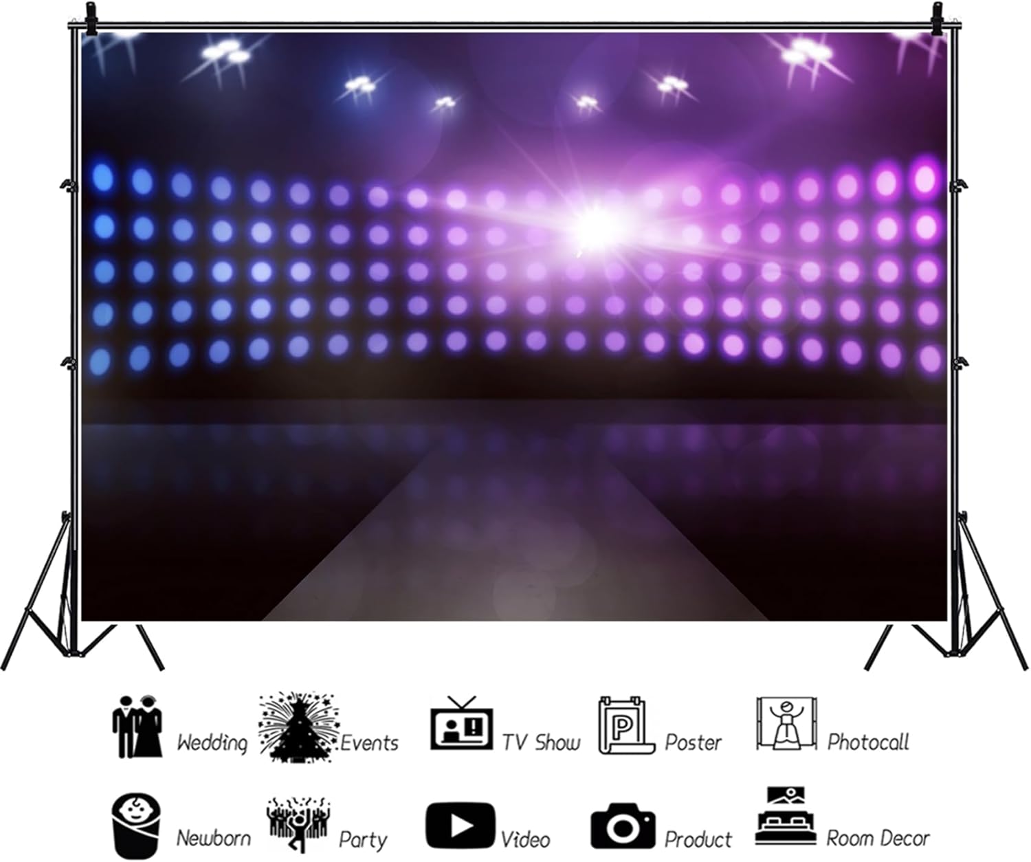 Baocicco Empty Stage with Lamp Sparkling Backdrop 9x6ft Photography Background Spotlight Catwalk Model T Stage Show Fashion Showing Runway Show Events Variety Entertainment FZNBK07037