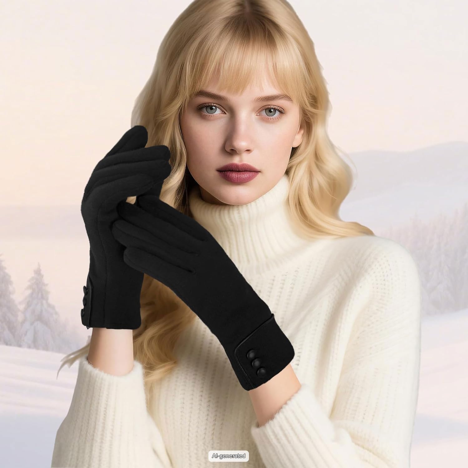 woogwin Guantes de invierno para mujer, con pantalla táctil, forro polar cálido, gruesos, térmicos, resistentes al viento, guantes de nieve para clima frío