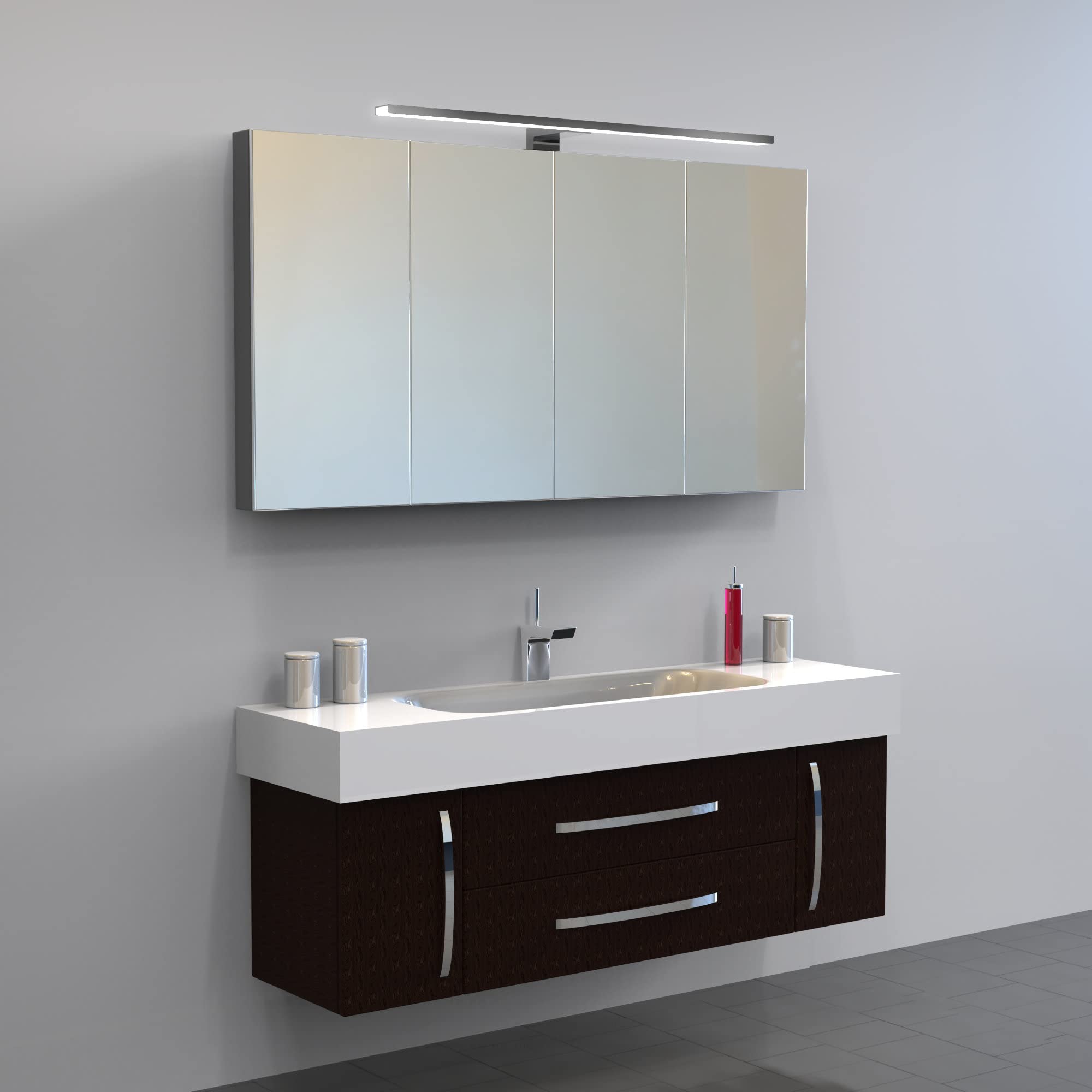 kalb | de terneros Aurinko LED Luz de baño Lámpara de baño Lámpara de espejo Lámpara de espejo Cromo 230V, 300mm - blanco cálido