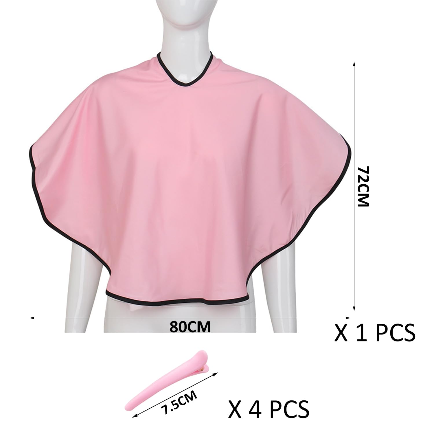 GVSAVY 1 Pcs Pink Makeup Cape with 4pcs Pink Hair Clips Adjustable Beauty Salon Cape Haircut Scarf Tools Suitable for Makeup Haircut Hair Coloring Beauty Salon - Image 2