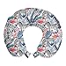 ABAKUHAUS Acuarela Cojín de Viaje para Soporte de Cuello, Flamenco con Zebra, Cómoda y Práctica Funda Removible Lavable, 30x30 cm, Azul Negro Coral