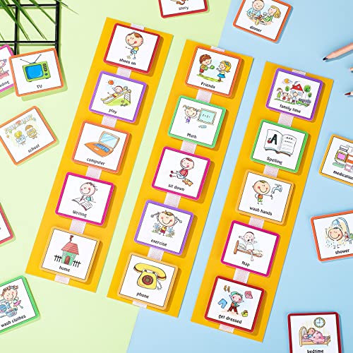 Geyee 60 Pcs Kids Visual Schedule Cards Daily Routine Chart Visual Wall Planner Cards Bulk for Autism Learning Materials Aspergers ADHD Home School Education Behavioral Tool(Yellow) - Image 3