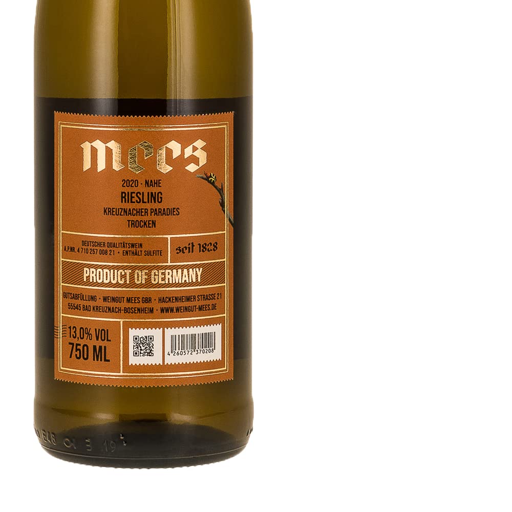 WEINGUT MEES | Riesling 2021 Paradies Weißwein trocken, 6 x 0,75l - Nahe | hochwertiger prämierter Weiss-Wein | Weißwein-Set aus Deutschland | Paket 100% Riesling