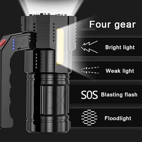 Miniatura 3 de Sentmoon Linternas LED recargables, linterna de camping portátil súper brillante, 4 modos de 2 tipos de luz, reflector grande para pesca, senderismo