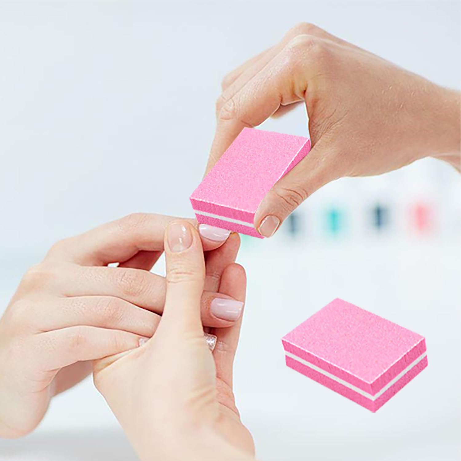 30 Pezzi Buffer per Unghie, Nail Buffer Quadrato Spugna Buffer Unghie Professionale, Adatti per Unghie in Gel e Unghie Acriliche(Rosa)