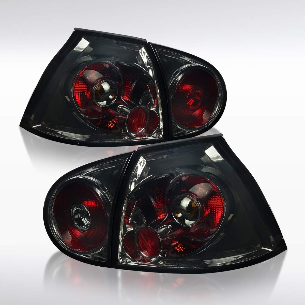 Autozensation Compatible with 2006-2009 Volkswagen Golf MK5 GTI Rabbit R32, Left + Right Pair Assembly, Smoke Tail Lights