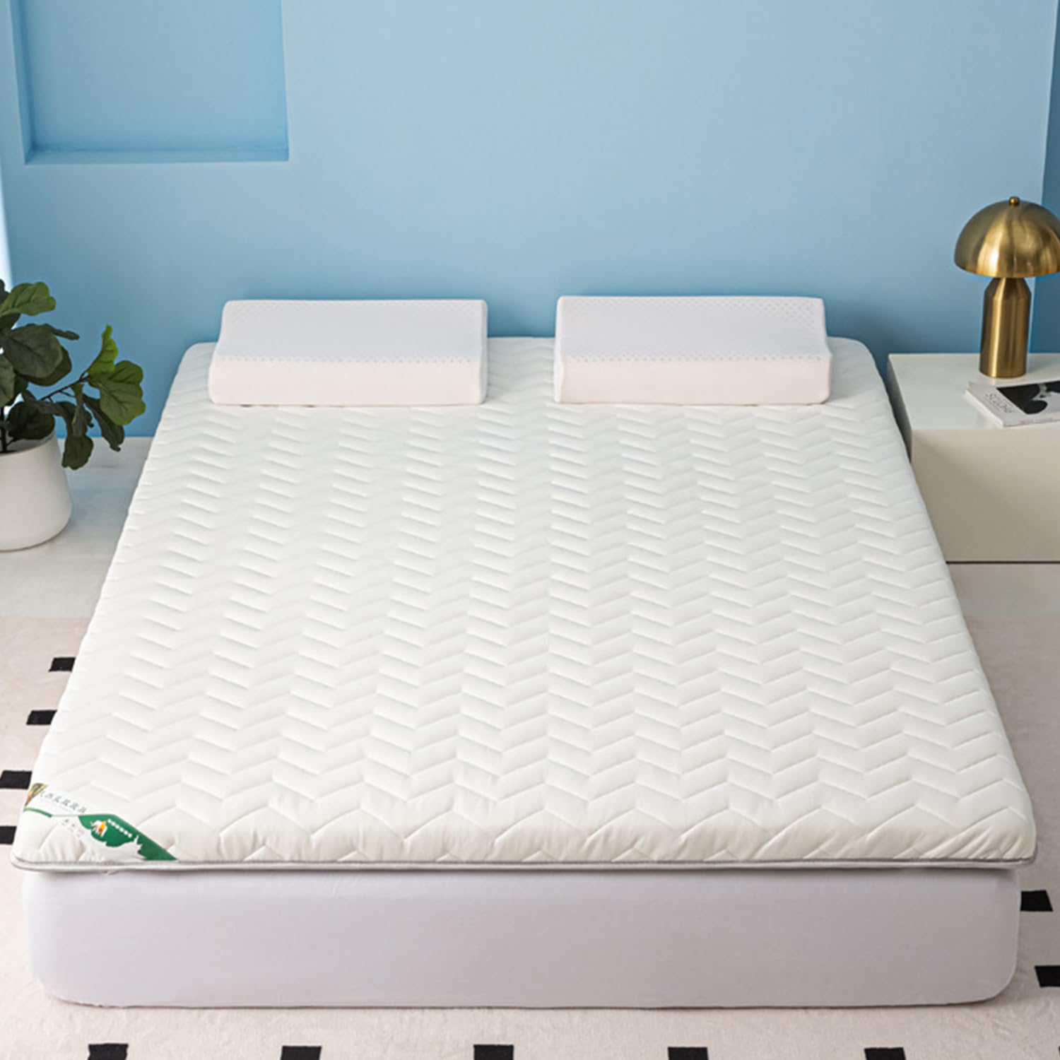 LDLCYCN White/5cm,120x180cm, Floor Futon Mattress Topper Thicken 5Cm/8Cm Japanese Futon Mattress Pad Breathable Comfortable Foldable Camping Mattress Tatami Mat Sleeping Pad for Dormitories