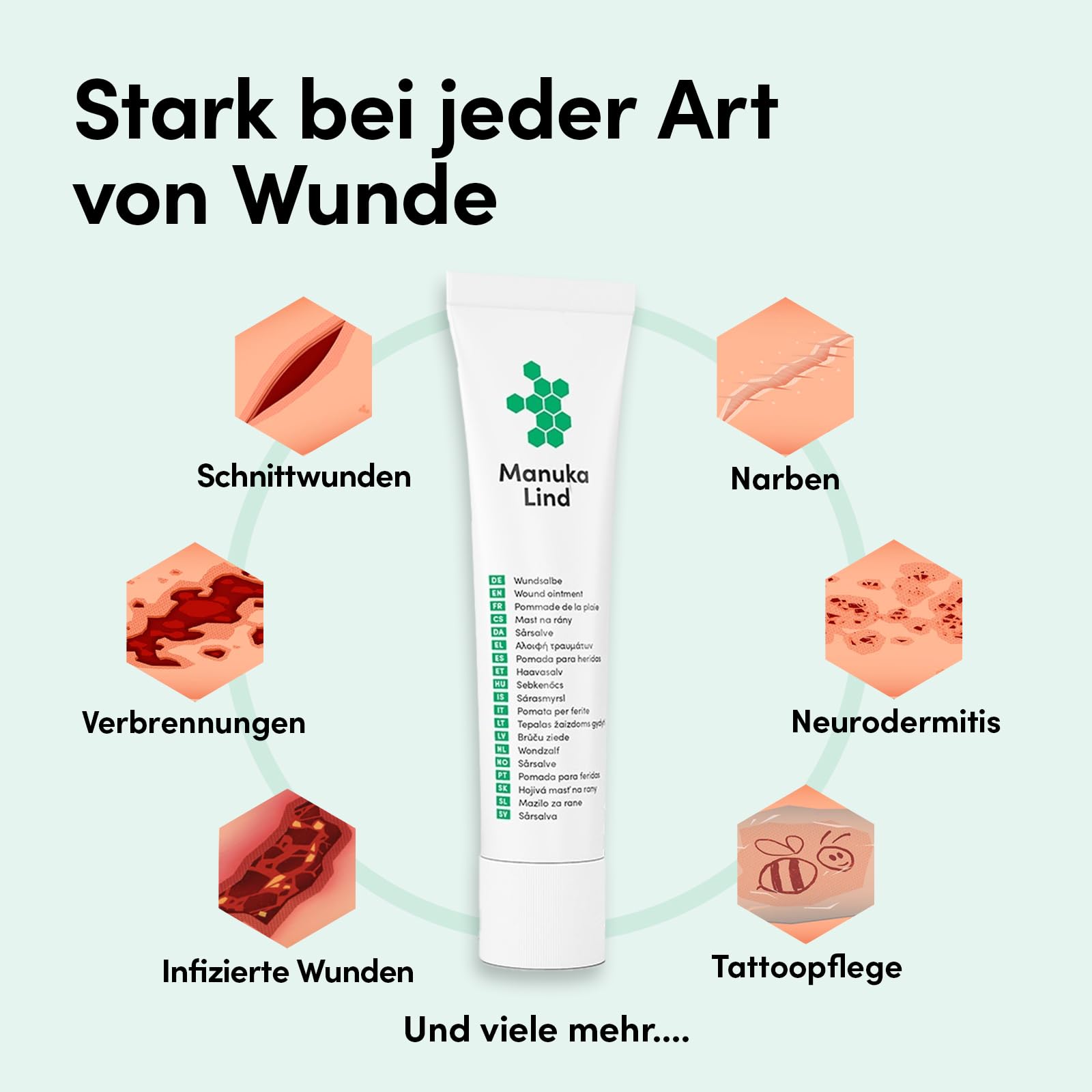 Wundheilsalbe (30g) - Natürlich wirksam mit Manuka-Honig MGO 514+ - Wund und Heilsalbe für alle Wundheilungsphasen - Zuhause und Unterwegs