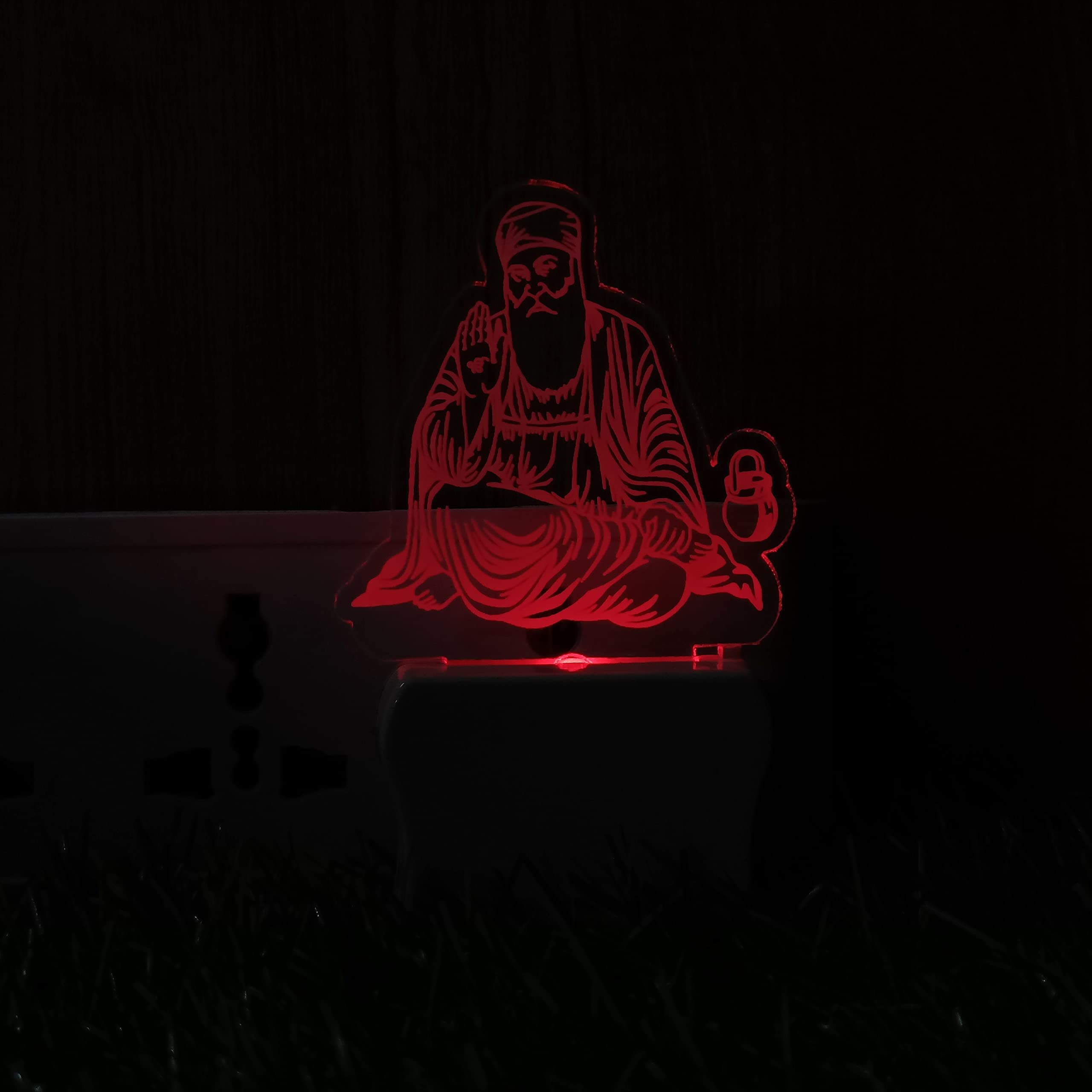 WEHATKE Mini 3D Illusion LED Night Lamp for Home Temple God Designs | Shri Nathji, Baba Shyam, Ganesh, Ram, Krishna & More - Spiritual Gift & Decor for Pooja Room (guru nanak ji) 3